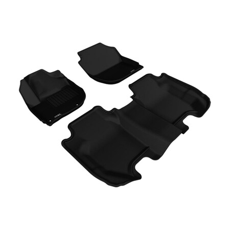 U-Ace 3D Maxpider Custom Fit Complete Kagu Black Floor Mat for 2015-2016 Honda Fit Models L1HD05501509